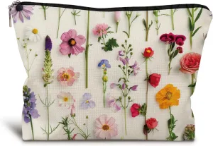 Spring Floral Makeup Bag, Colorful Wildflowers Cosmetic Bags for Women, Girly Gifts, Girly Stuff, Colorful Flowers Aesthetic Zipper Makeup Pouch