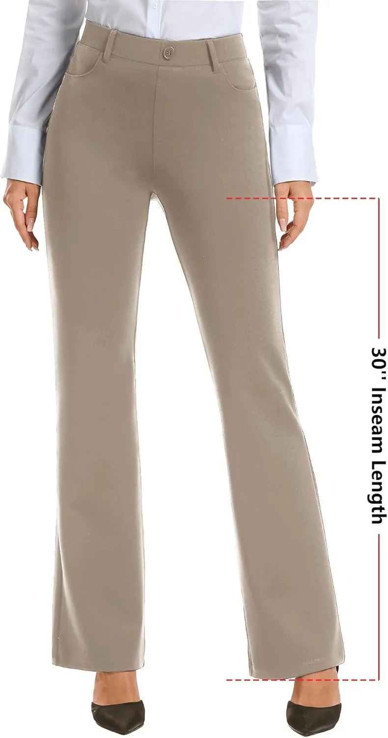 Stelle Women 28"/30"/ 32" Bootcut Dress Pants Business Casual Work Pants with Pockets Pull On Regular Slacks for Office