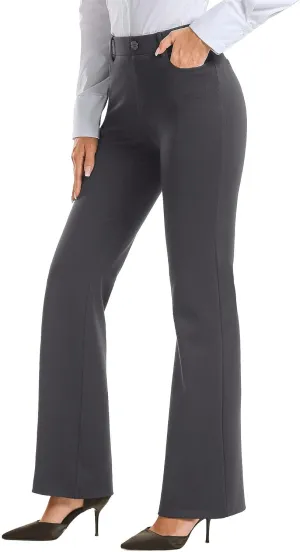 Stelle Women 28"/30"/ 32" Bootcut Dress Pants Business Casual Work Pants with Pockets Pull On Regular Slacks for Office