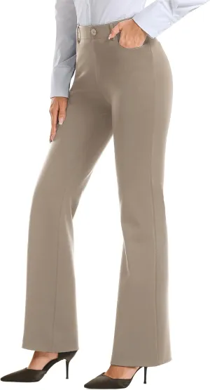Stelle Women 28"/30"/ 32" Bootcut Dress Pants Business Casual Work Pants with Pockets Pull On Regular Slacks for Office