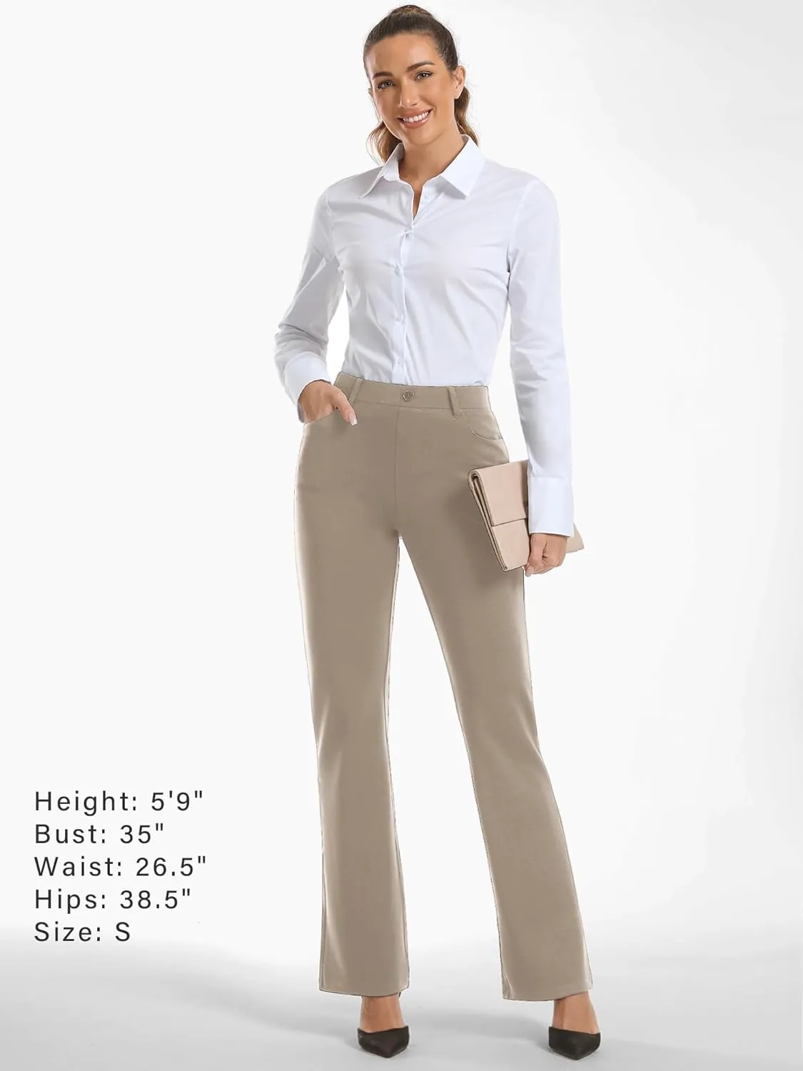Stelle Women 28"/30"/ 32" Bootcut Dress Pants Business Casual Work Pants with Pockets Pull On Regular Slacks for Office