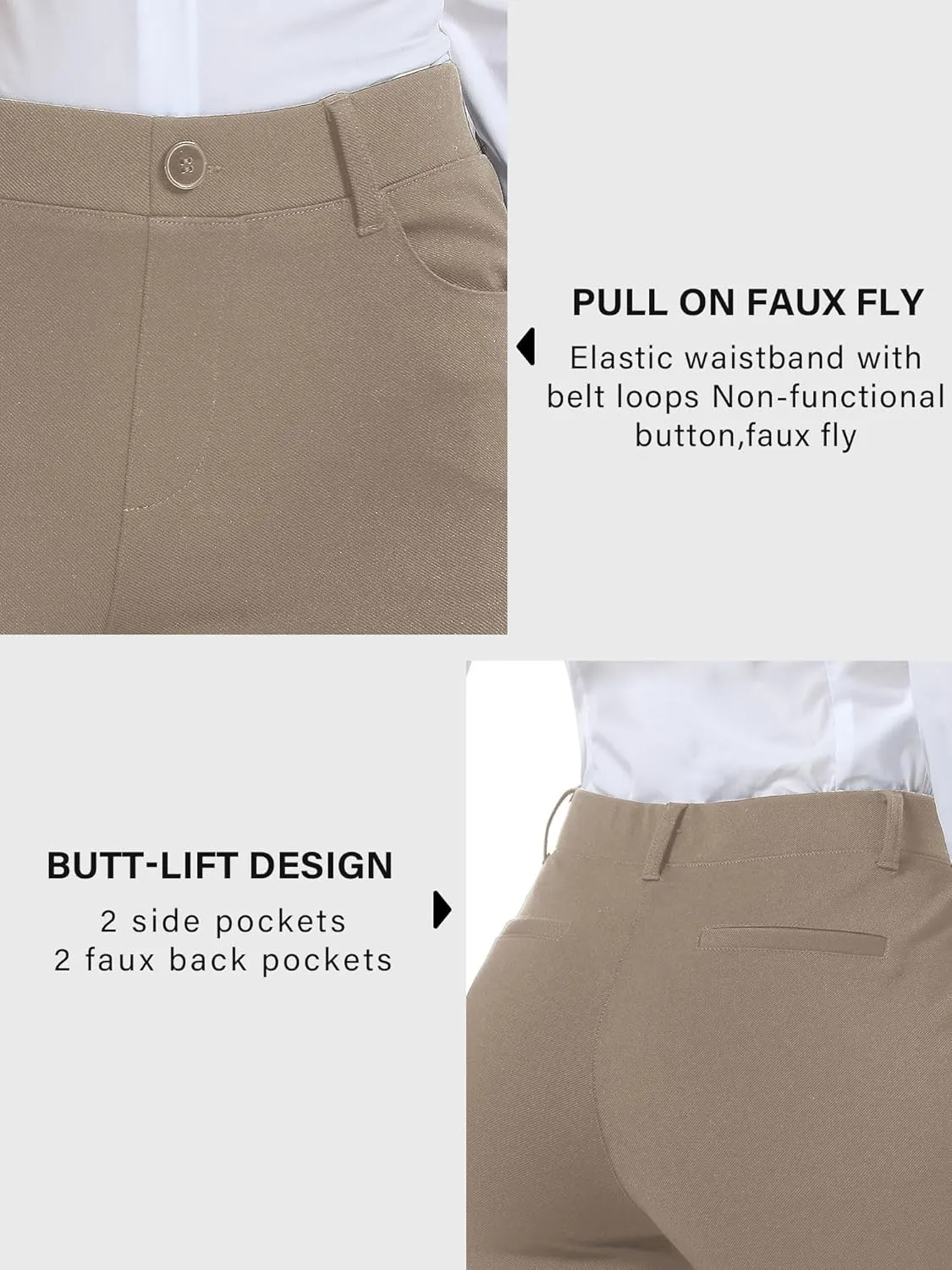 Stelle Women 28"/30"/ 32" Bootcut Dress Pants Business Casual Work Pants with Pockets Pull On Regular Slacks for Office