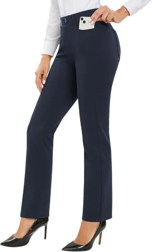 Stelle Women Dress Pants Business Casual Straight Leg 30" Stretch Work Pants Pull On Regular Slacks with 4 Pockets