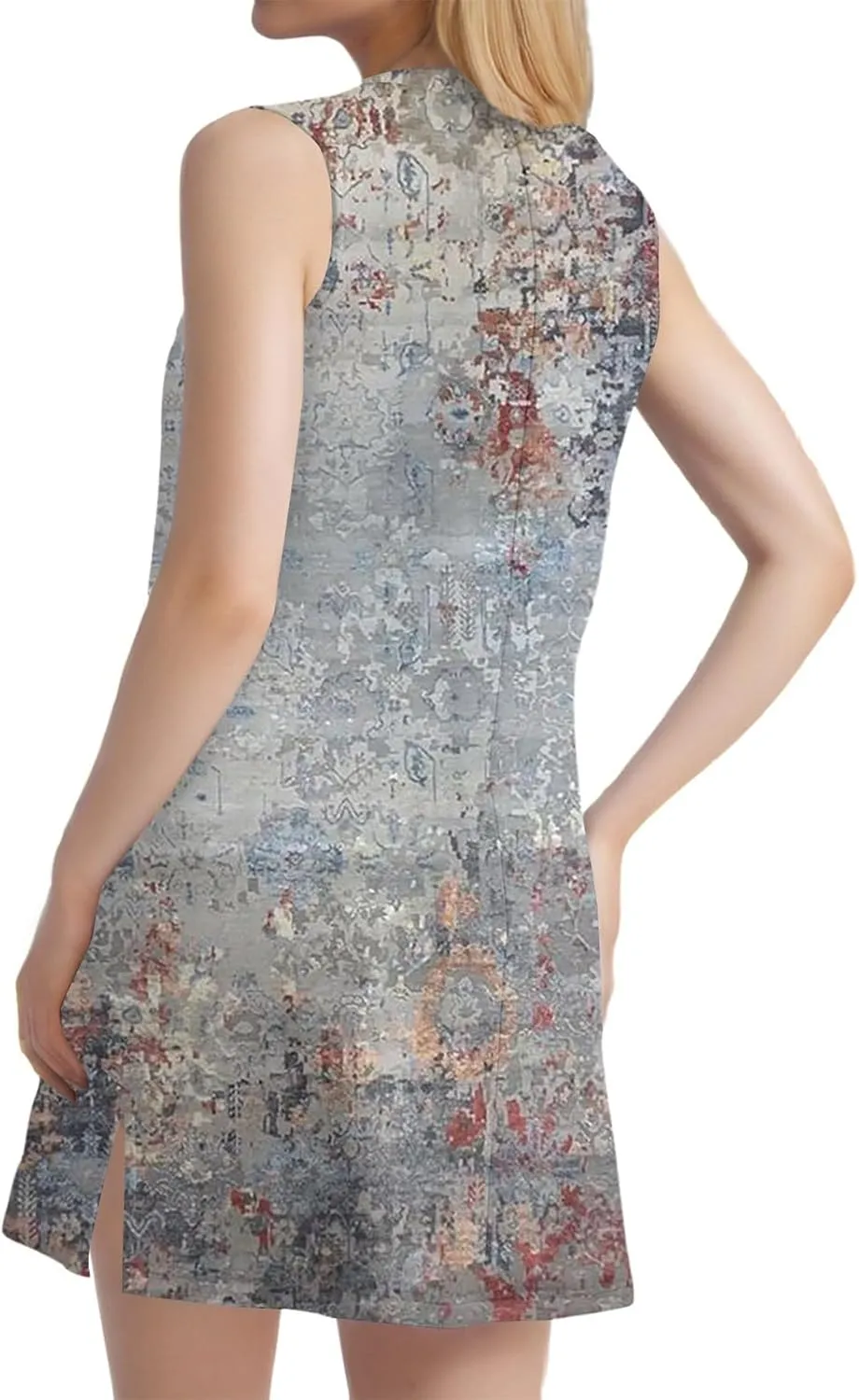 Summer Dresses for Women 2025 Loose Casual Tank Dress Beach Sundresses Sleeveless Floral T Shirt Dresses with Split