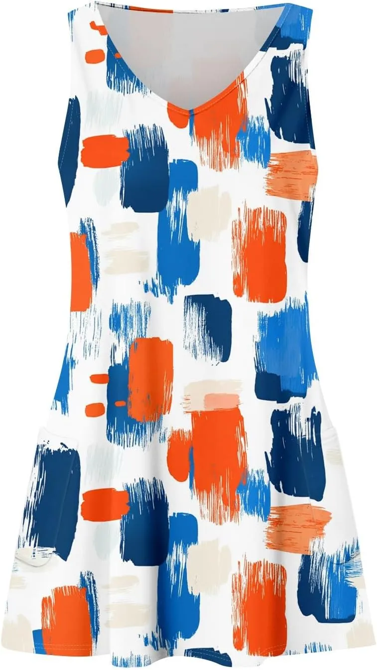 Summer Dresses for Women 2025 Loose Floral Tank Dress V-Neck Casual Sundresses Boho Beach Sleeveless T Shirt Dresses