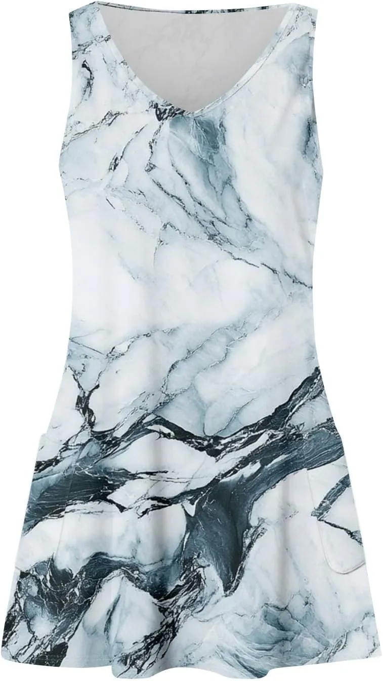 Summer Dresses for Women 2025 Sleeveless Loose Sundresses V Neck Boho Beach T Shirt Dresses Casual Floral Tank Dress