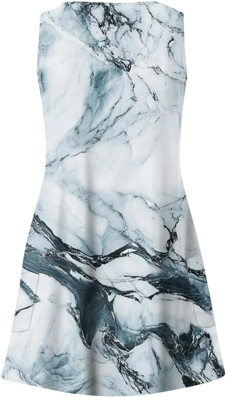Summer Dresses for Women 2025 Sleeveless Loose Sundresses V Neck Boho Beach T Shirt Dresses Casual Floral Tank Dress