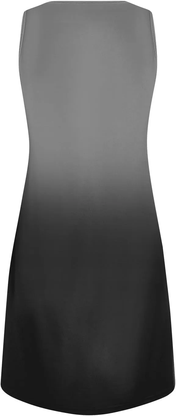 Summer Dresses for Women V-Neck Sundresses Sleeveless Loose Sleep Dress Beach Tank Dress Printed Casual T Shirt Dresses
