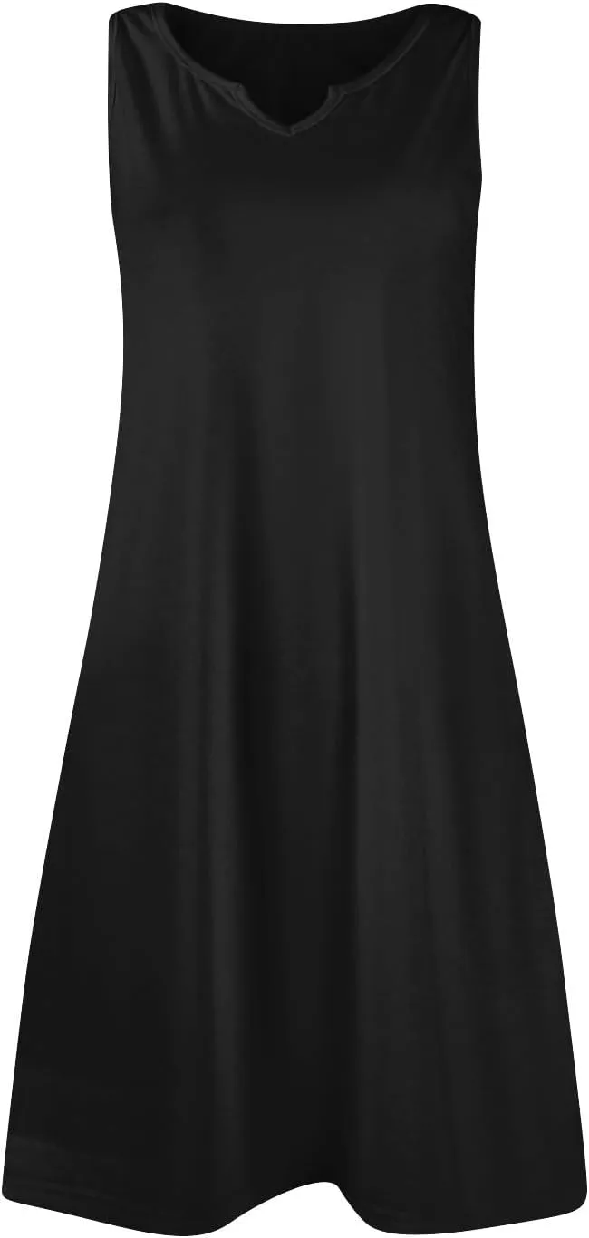 Summer Dresses for Women V-Neck Sundresses Sleeveless Loose Sleep Dress Beach Tank Dress Printed Casual T Shirt Dresses