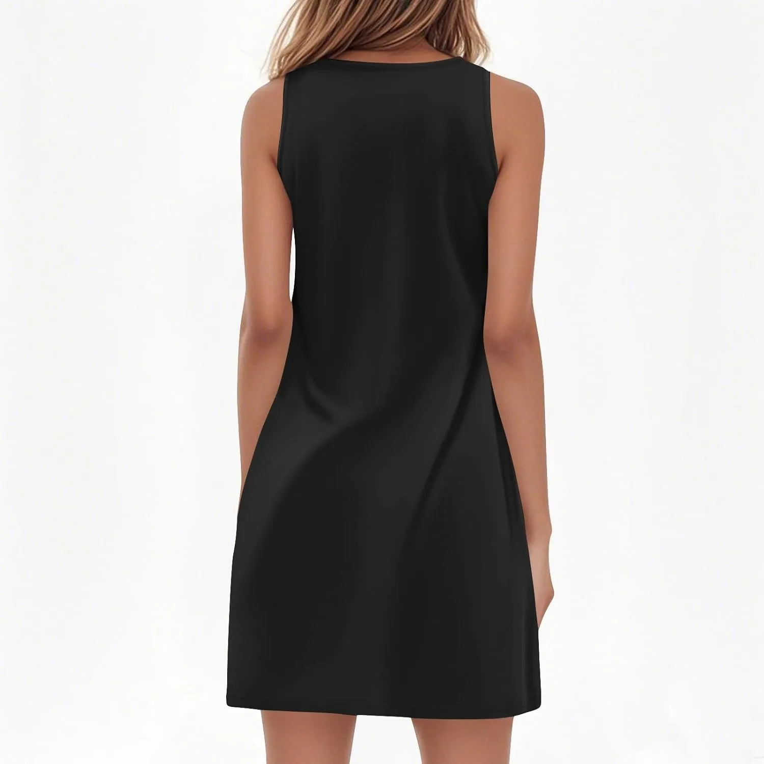Summer Dresses for Women V-Neck Sundresses Sleeveless Loose Sleep Dress Beach Tank Dress Printed Casual T Shirt Dresses