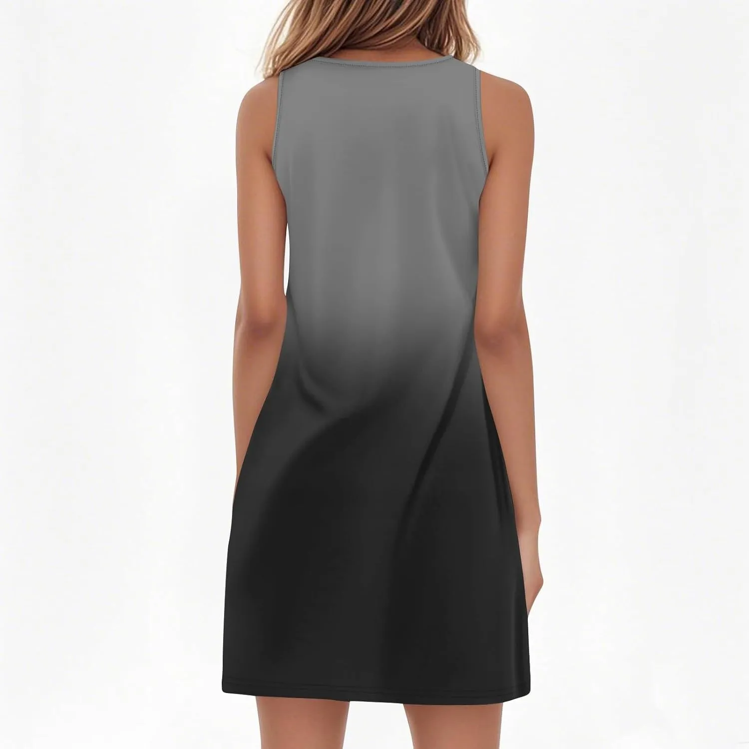 Summer Dresses for Women V-Neck Sundresses Sleeveless Loose Sleep Dress Beach Tank Dress Printed Casual T Shirt Dresses