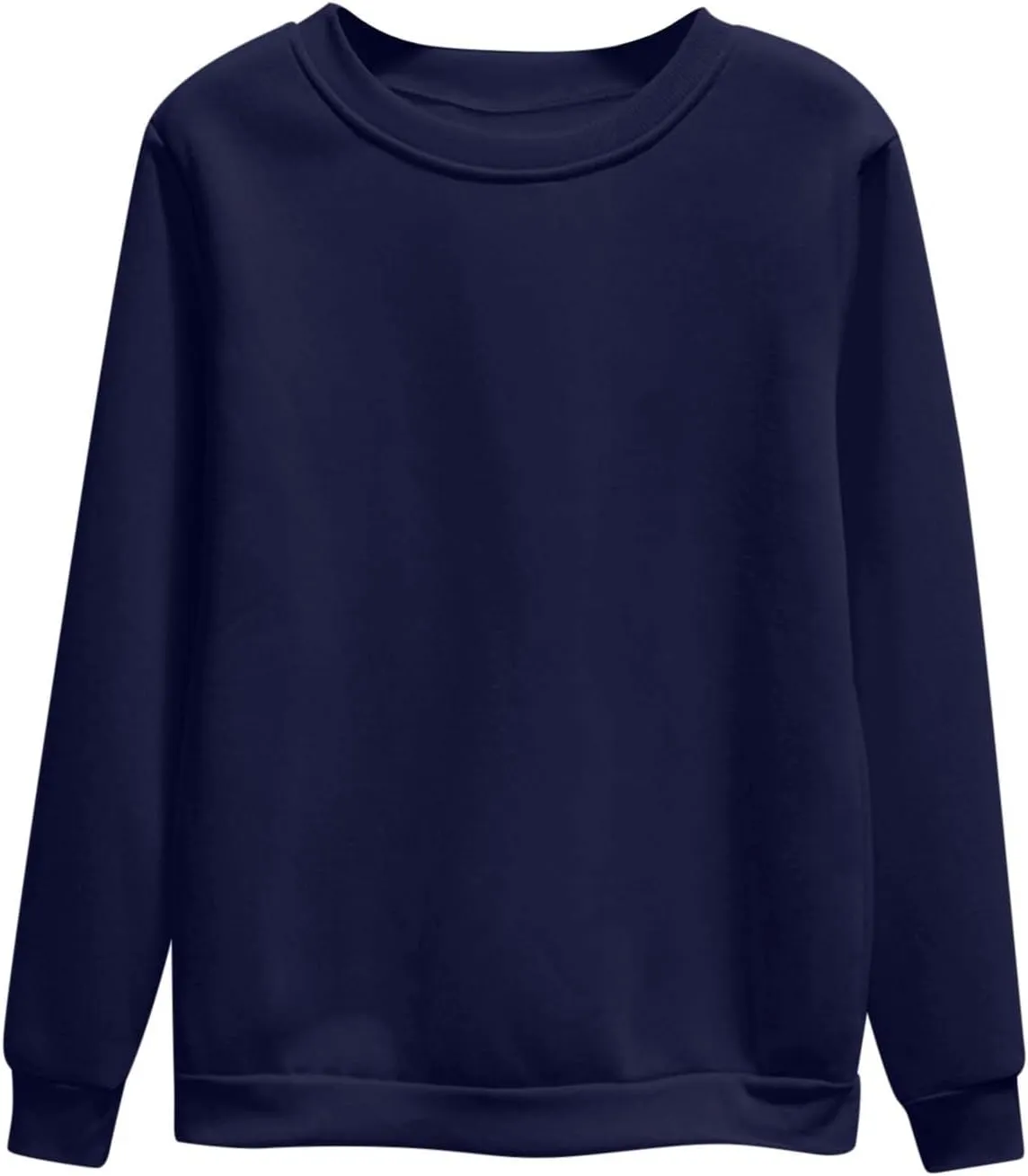 Sweatshirt For Womens Fashion Long Sleeve Crewneck Fleece Sweatshirts Lightweight Solid Color Casual Pullover