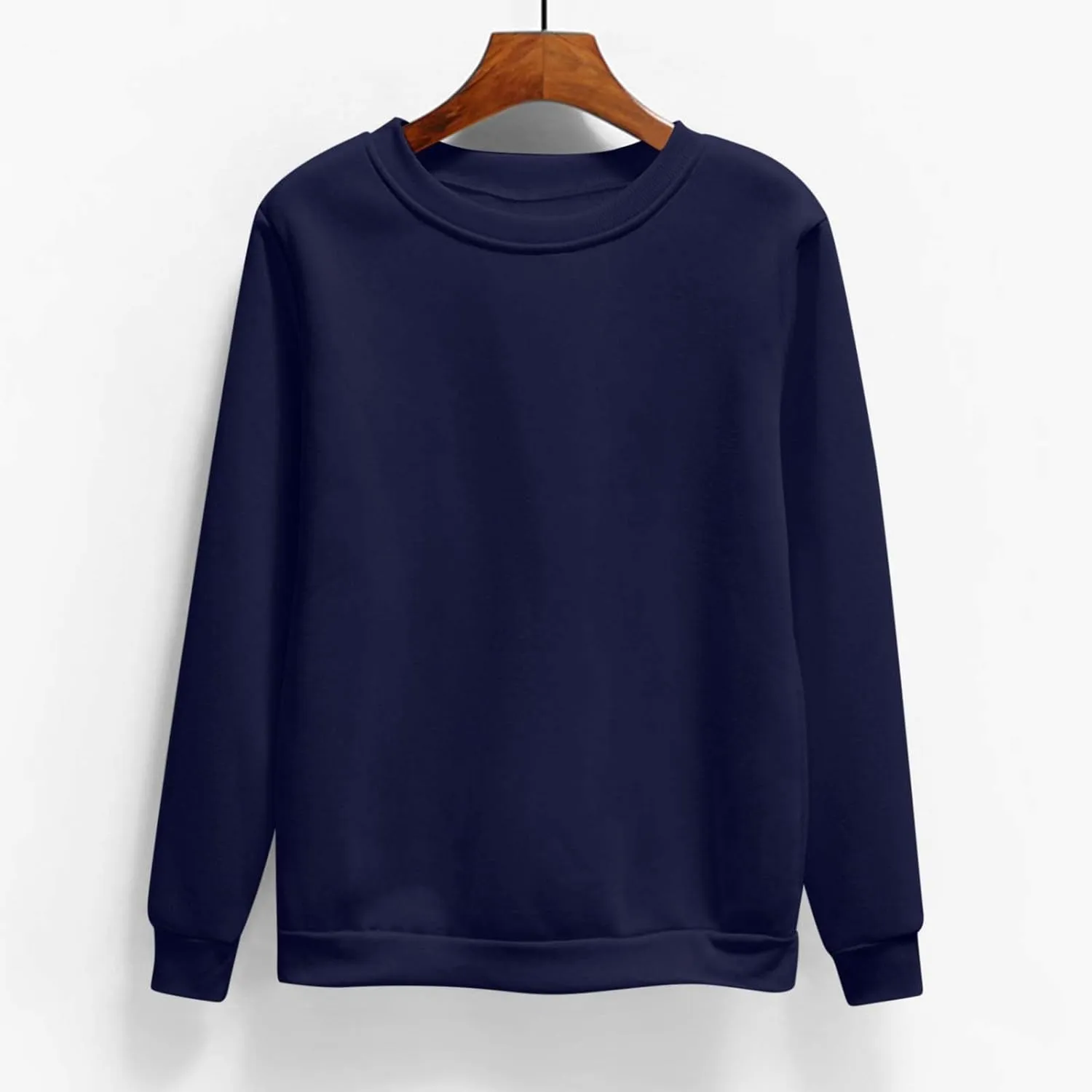 Sweatshirt For Womens Fashion Long Sleeve Crewneck Fleece Sweatshirts Lightweight Solid Color Casual Pullover