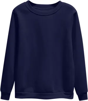 Sweatshirt For Womens Fashion Long Sleeve Crewneck Fleece Sweatshirts Lightweight Solid Color Casual Pullover