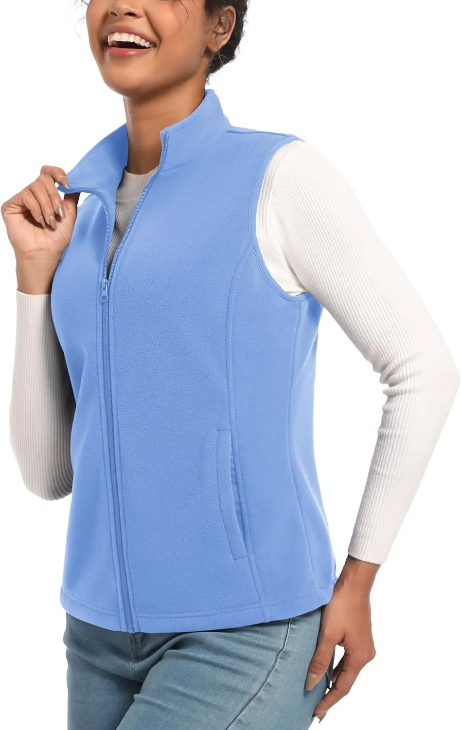 TACVASEN Women's Fleece Vest Lightweight Warm Vests Outerwear Sleeveless Zip Jacket Fall Winter Soft Vest with Pockets