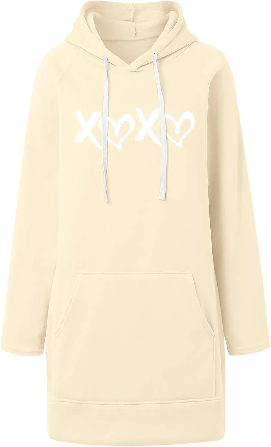 The Warmy Oversized Hoodie Dress,Valentine's Day Dress for Women with Pocket Funny Heart Print Split Hem Hoodies