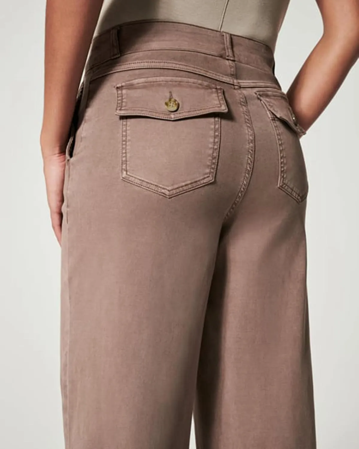 Tummy Control Twill Cropped Wide Leg Pant, Plus Size Wide Leg, Stretch Twill Cropped Wide Leg Pant, Small, Black