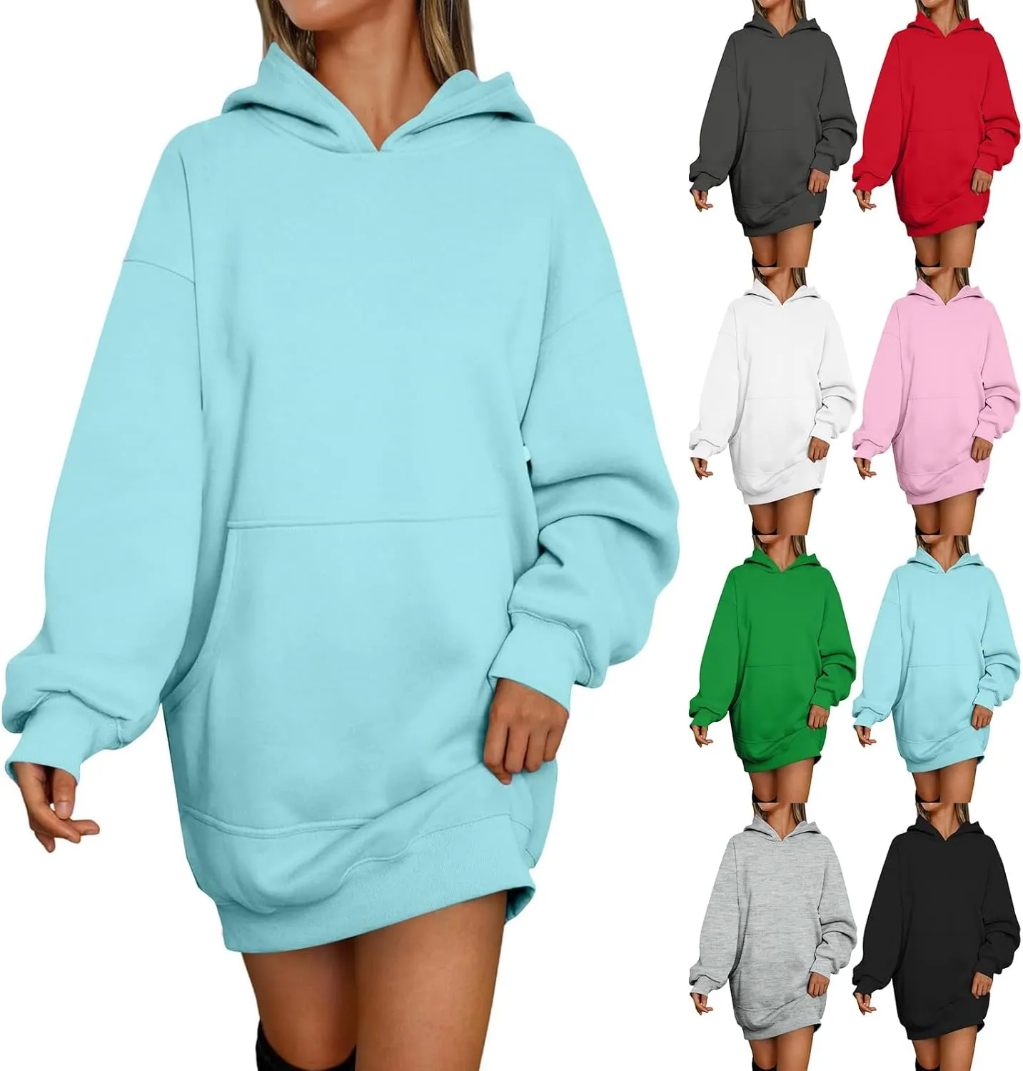 Tunic Hoodies for Women Long Fleece Y2K Hoodie Oversized Sweatshirt Trendy Lightweight Baggy Pullover Fall Outfits