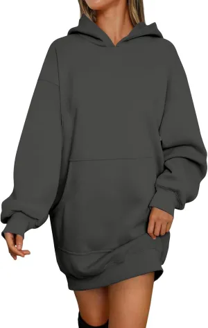 Tunic Hoodies for Women Long Fleece Y2K Hoodie Oversized Sweatshirt Trendy Lightweight Baggy Pullover Fall Outfits