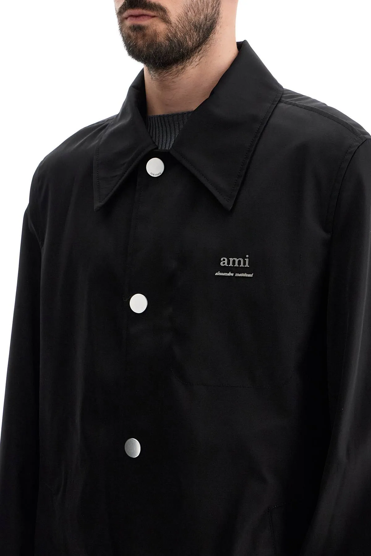 unisex car coat made of nylon and cotton UJK542 PA0007 NOIR