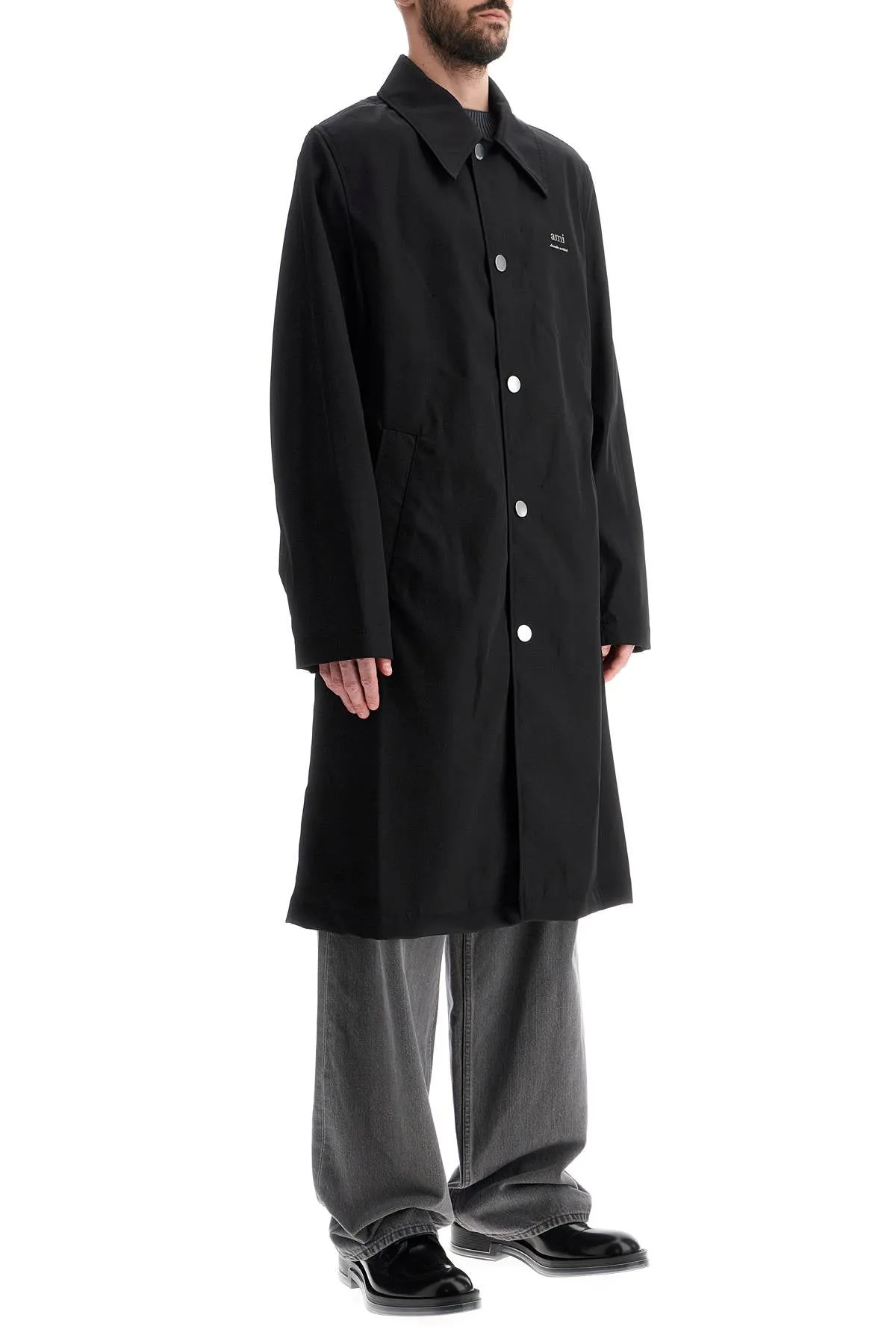 unisex car coat made of nylon and cotton UJK542 PA0007 NOIR
