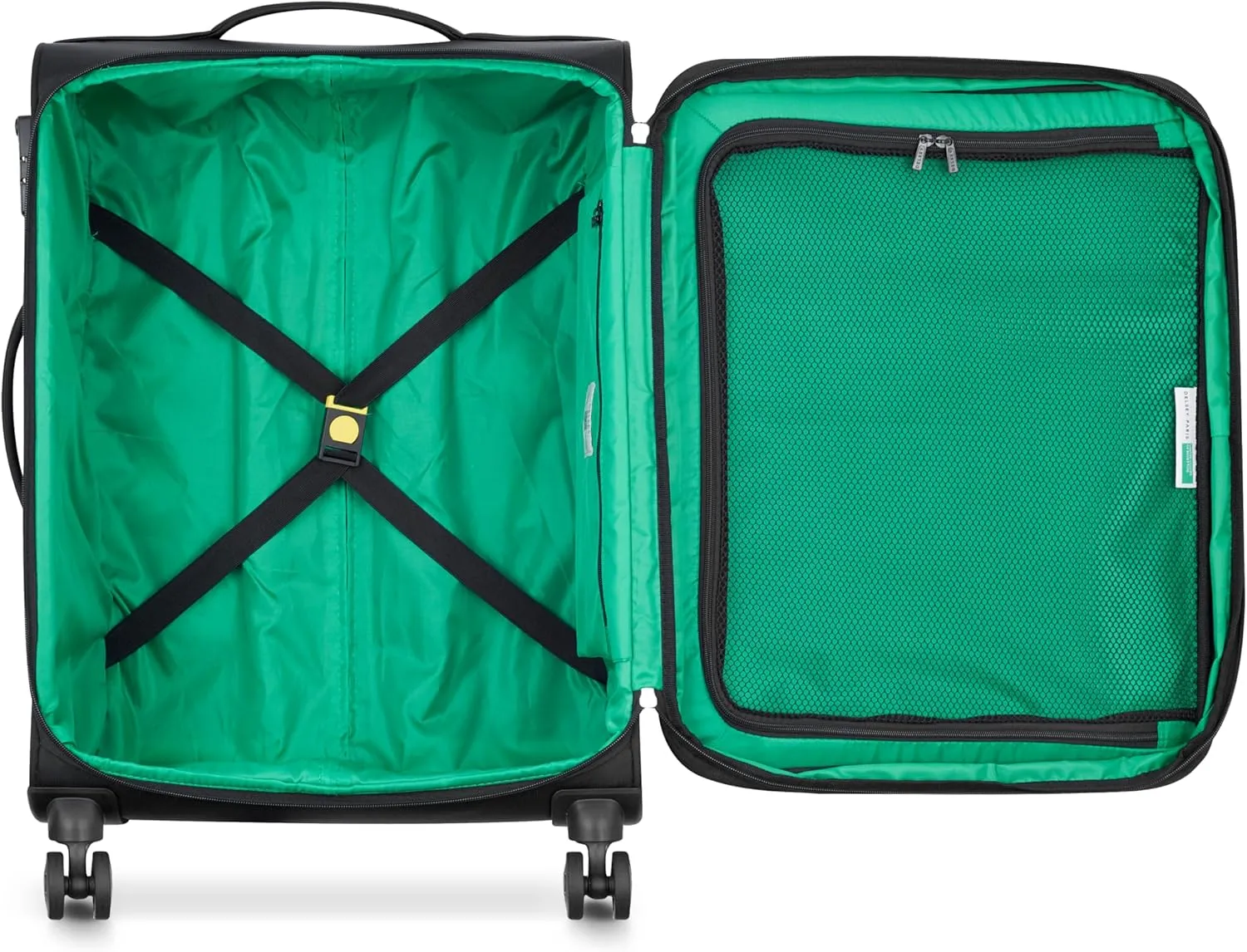 United Colors of Benetton Color Block Softside Expandable Luggage with Spinner Wheels, Black, Checked-Medium 23 Inch