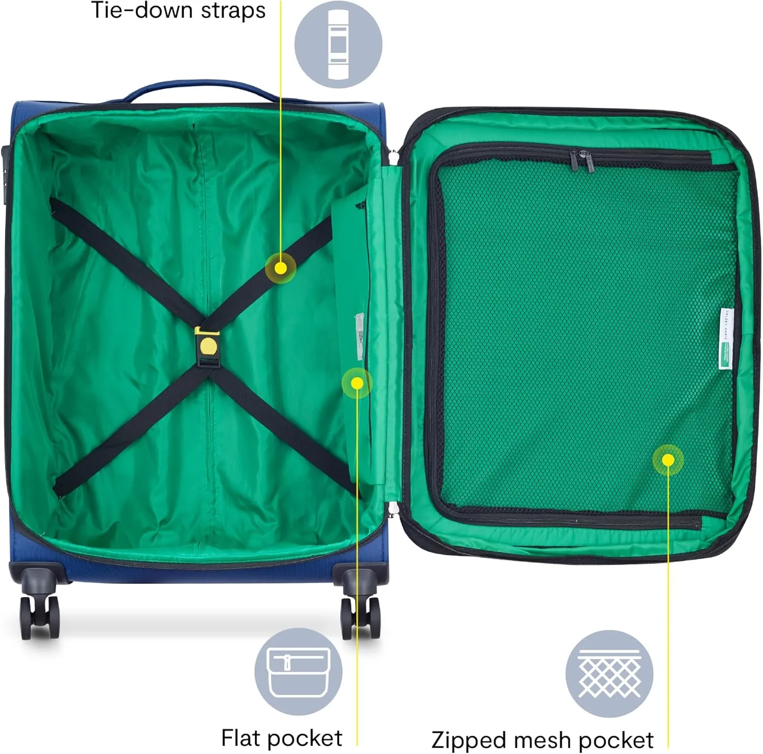 United Colors of Benetton Color Block Softside Expandable Luggage with Spinner Wheels, Black, Checked-Medium 23 Inch