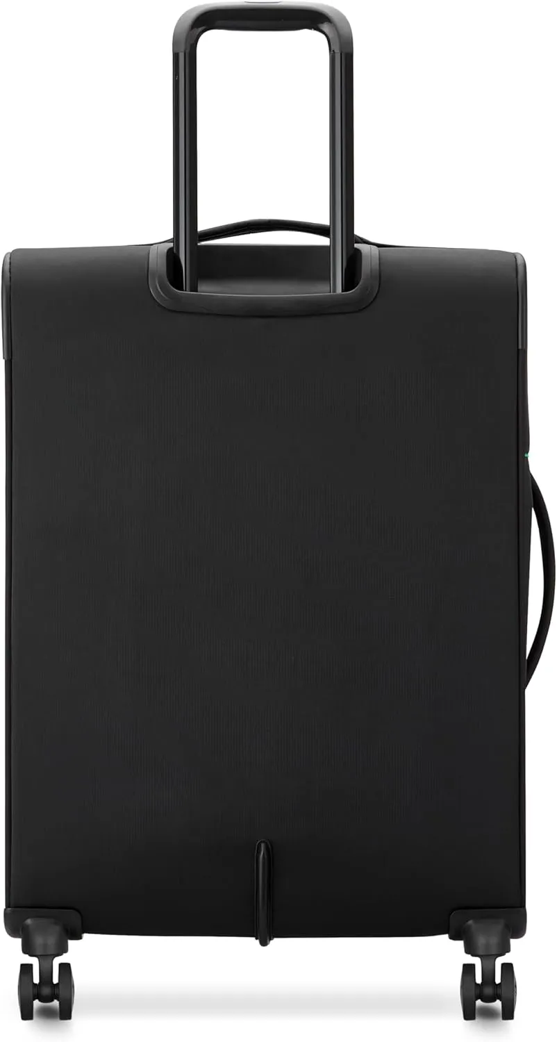 United Colors of Benetton Color Block Softside Expandable Luggage with Spinner Wheels, Black, Checked-Medium 23 Inch