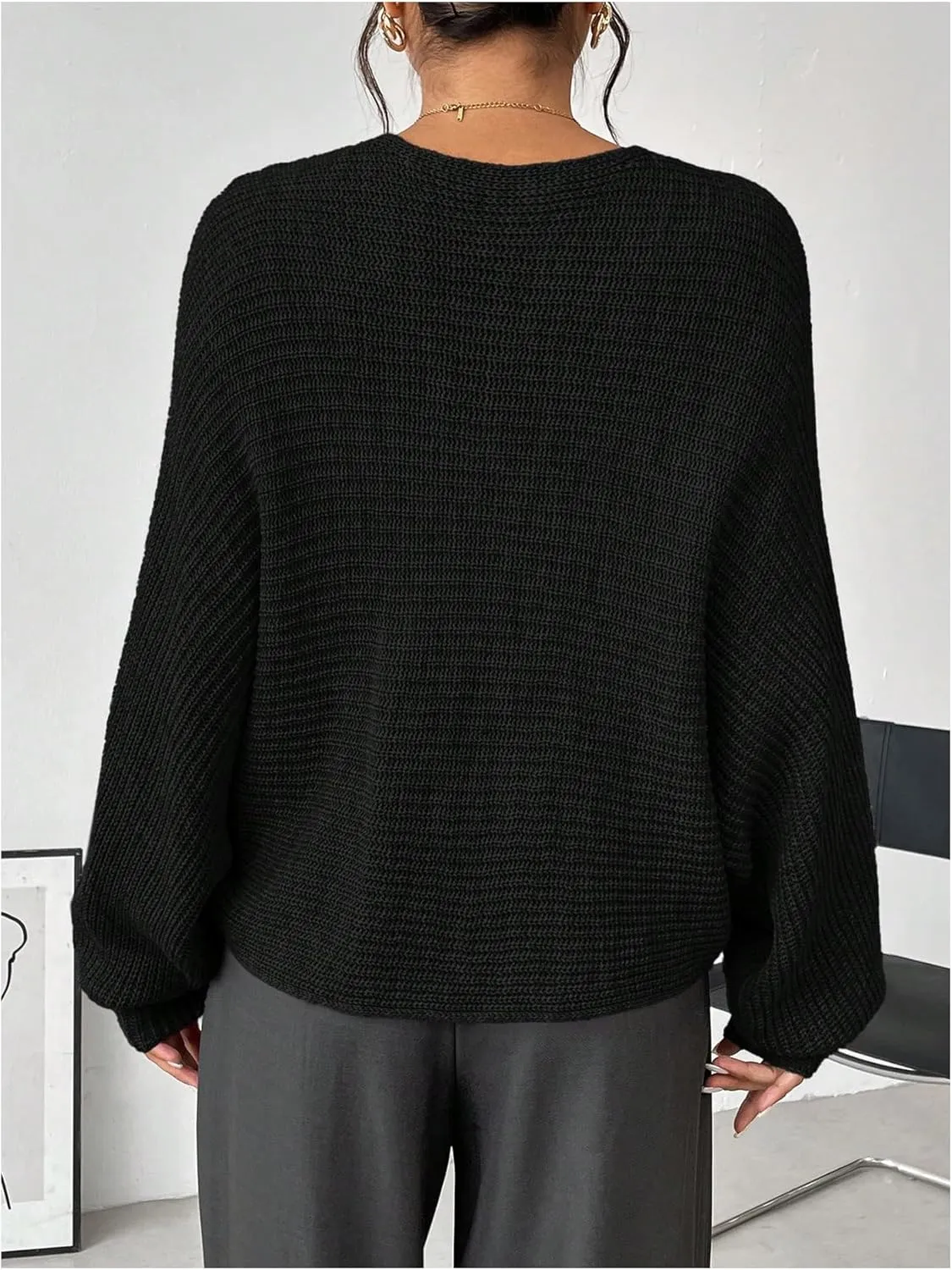 Verdusa Women's Lightweight Asymmetrical Criss Cross Crop Sweater Top Puff Sleeve Boat Neck Sweaters Coat