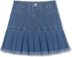 WELAKEN Jean Skirt for Girls Toddler & Kids II Girl's Elastic Waist A Line Mini Denim Skirts