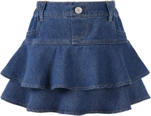 WELAKEN Jean Skirt for Girls Toddler & Kids II Girl's Elastic Waist A Line Mini Denim Skirts