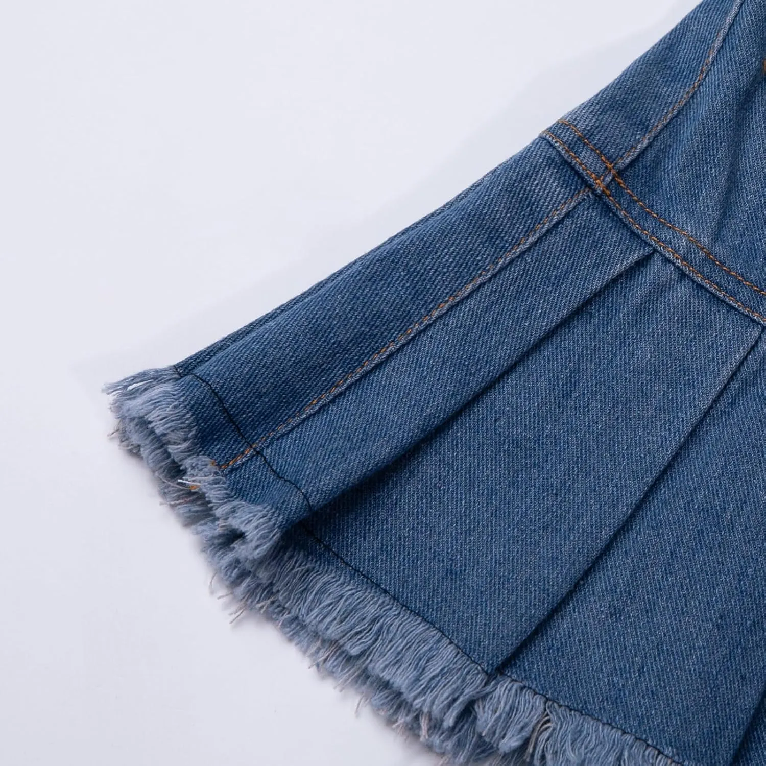 WELAKEN Jean Skirt for Girls Toddler & Kids II Girl's Elastic Waist A Line Mini Denim Skirts