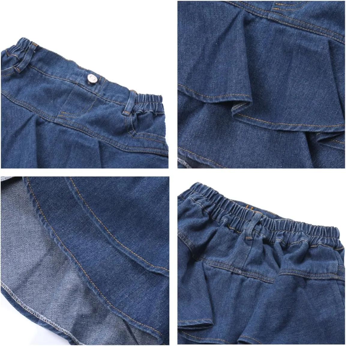 WELAKEN Jean Skirt for Girls Toddler & Kids II Girl's Elastic Waist A Line Mini Denim Skirts
