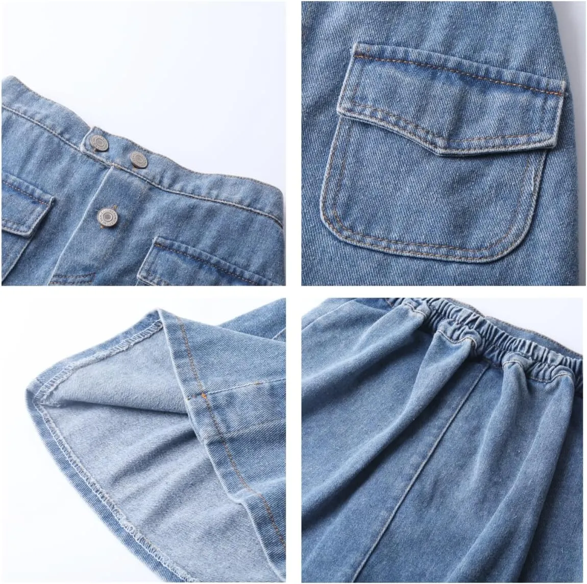 WELAKEN Jean Skirt for Girls Toddler & Kids II Girl's Elastic Waist A Line Mini Denim Skirts