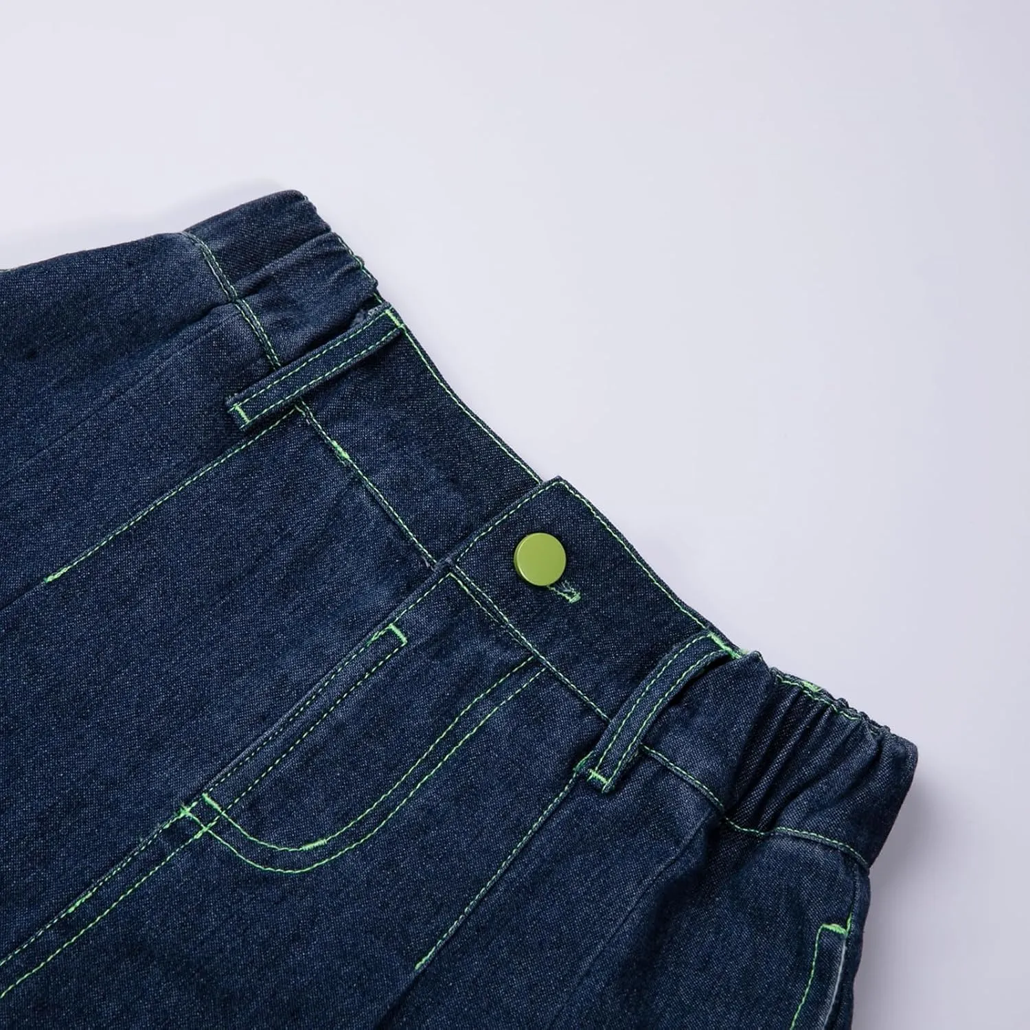 WELAKEN Jean Skirt for Girls Toddler & Kids II Girl's Elastic Waist A Line Mini Denim Skirts