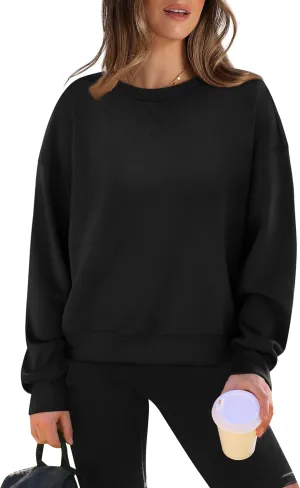 WIHOLL Womens Long Sleeve Crop Tops Crewneck Pullover Shirts Lightweight Sweatshirts 2024 Fall Fashion Clothes
