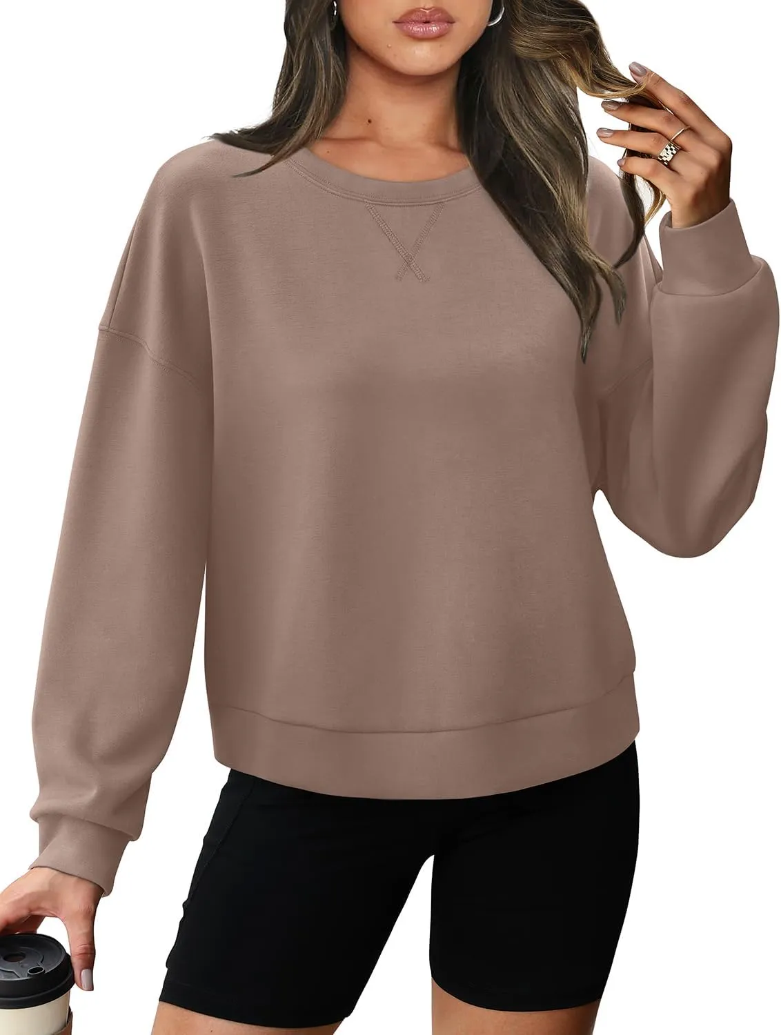 WIHOLL Womens Long Sleeve Crop Tops Crewneck Pullover Shirts Lightweight Sweatshirts 2024 Fall Fashion Clothes