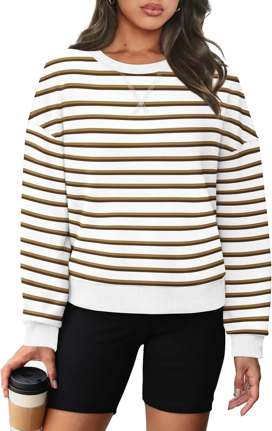 WIHOLL Womens Long Sleeve Crop Tops Crewneck Pullover Shirts Lightweight Sweatshirts 2024 Fall Fashion Clothes