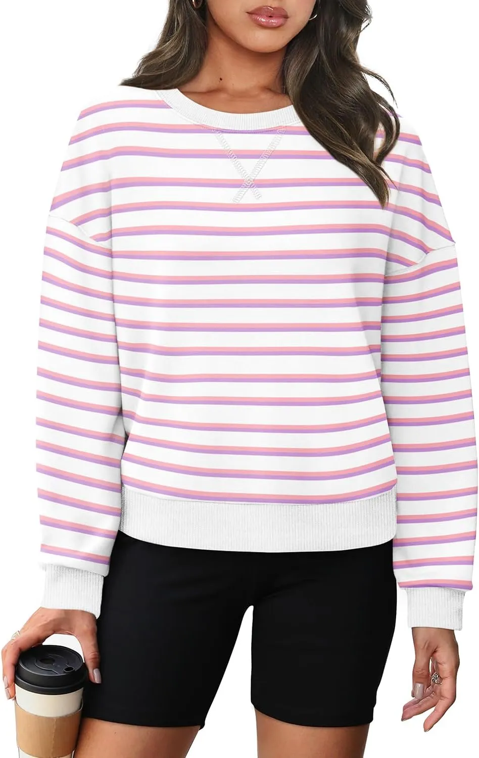 WIHOLL Womens Long Sleeve Crop Tops Crewneck Pullover Shirts Lightweight Sweatshirts 2024 Fall Fashion Clothes