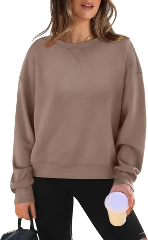 WIHOLL Womens Long Sleeve Crop Tops Crewneck Pullover Shirts Lightweight Sweatshirts 2024 Fall Fashion Clothes