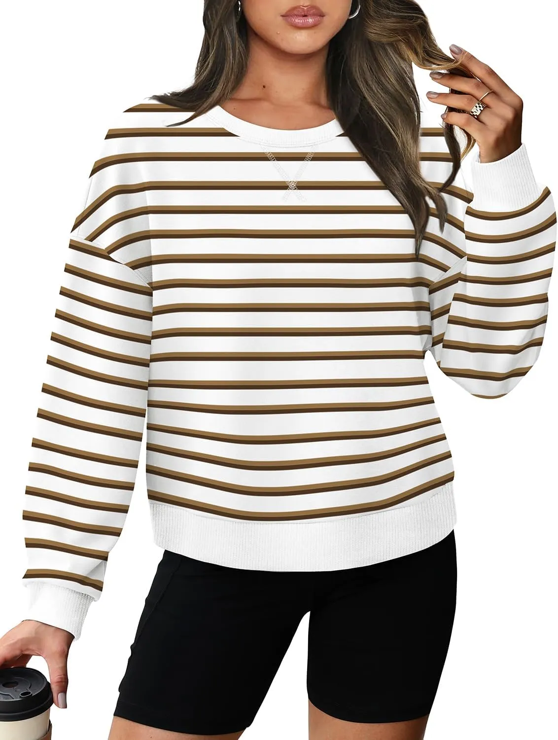 WIHOLL Womens Long Sleeve Crop Tops Crewneck Pullover Shirts Lightweight Sweatshirts 2024 Fall Fashion Clothes