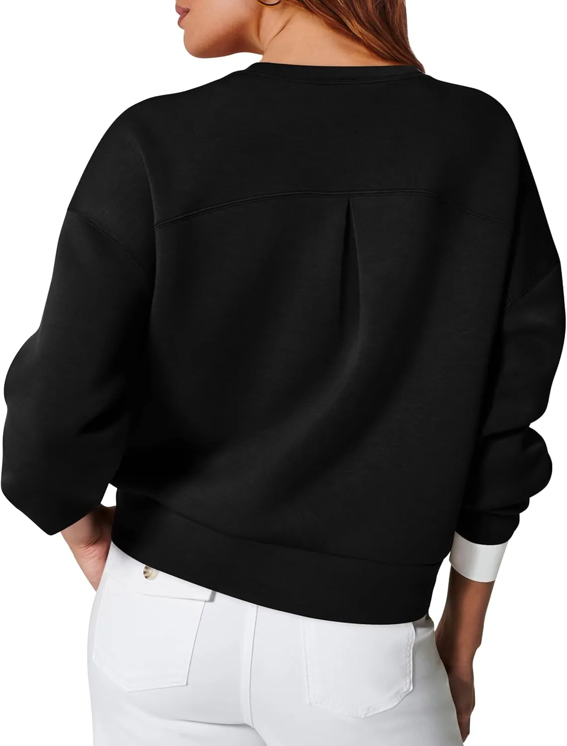 WIHOLL Womens Long Sleeve Crop Tops Crewneck Pullover Shirts Lightweight Sweatshirts 2024 Fall Fashion Clothes