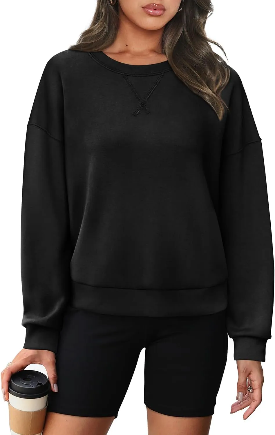 WIHOLL Womens Long Sleeve Crop Tops Crewneck Pullover Shirts Lightweight Sweatshirts 2024 Fall Fashion Clothes