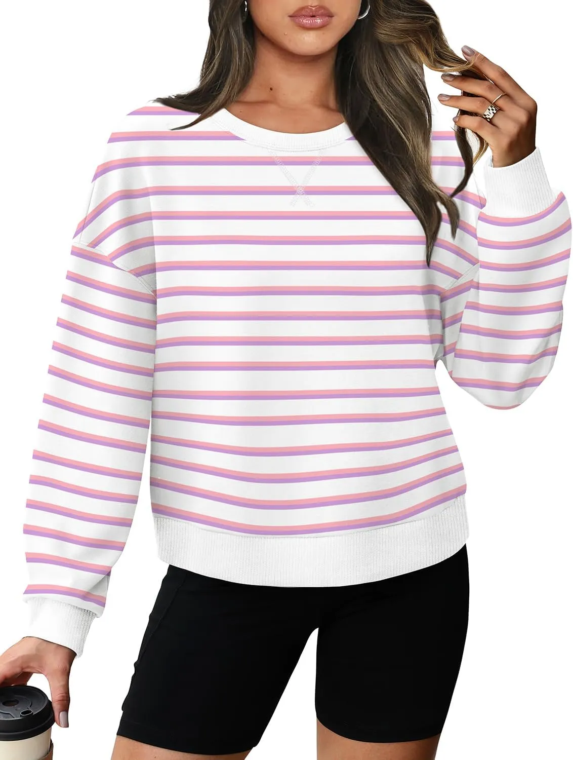 WIHOLL Womens Long Sleeve Crop Tops Crewneck Pullover Shirts Lightweight Sweatshirts 2024 Fall Fashion Clothes