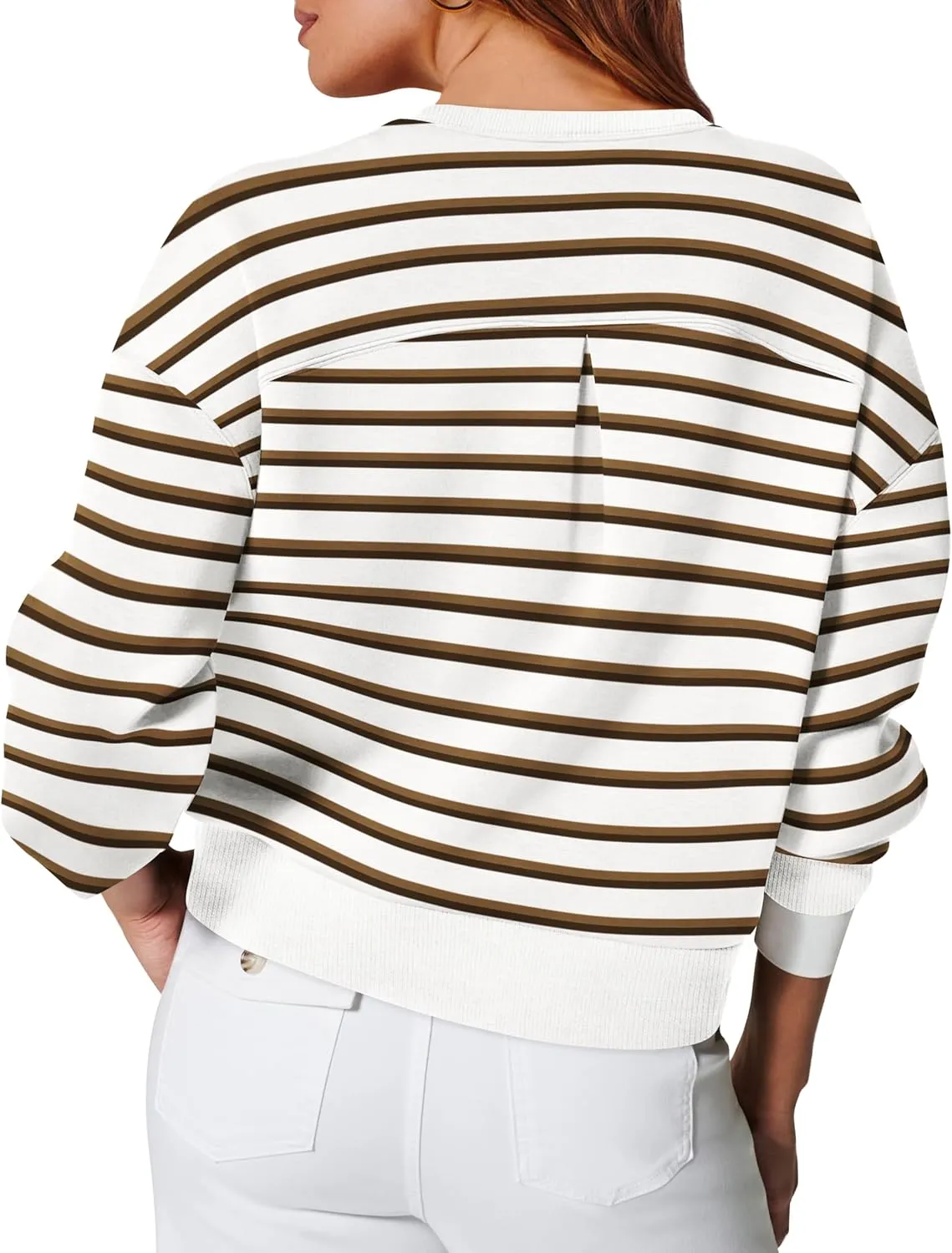WIHOLL Womens Long Sleeve Crop Tops Crewneck Pullover Shirts Lightweight Sweatshirts 2024 Fall Fashion Clothes