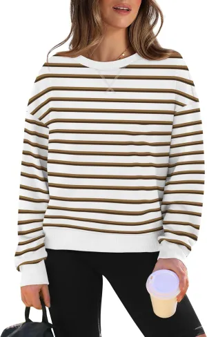 WIHOLL Womens Long Sleeve Crop Tops Crewneck Pullover Shirts Lightweight Sweatshirts 2024 Fall Fashion Clothes