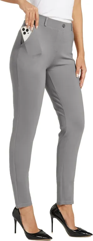 Willit Women's Yoga Dress Pants Skinny Work Slacks Leggings Slim Fit Stretch Office Casual Pants Pockets 27"/28"/29"/30"