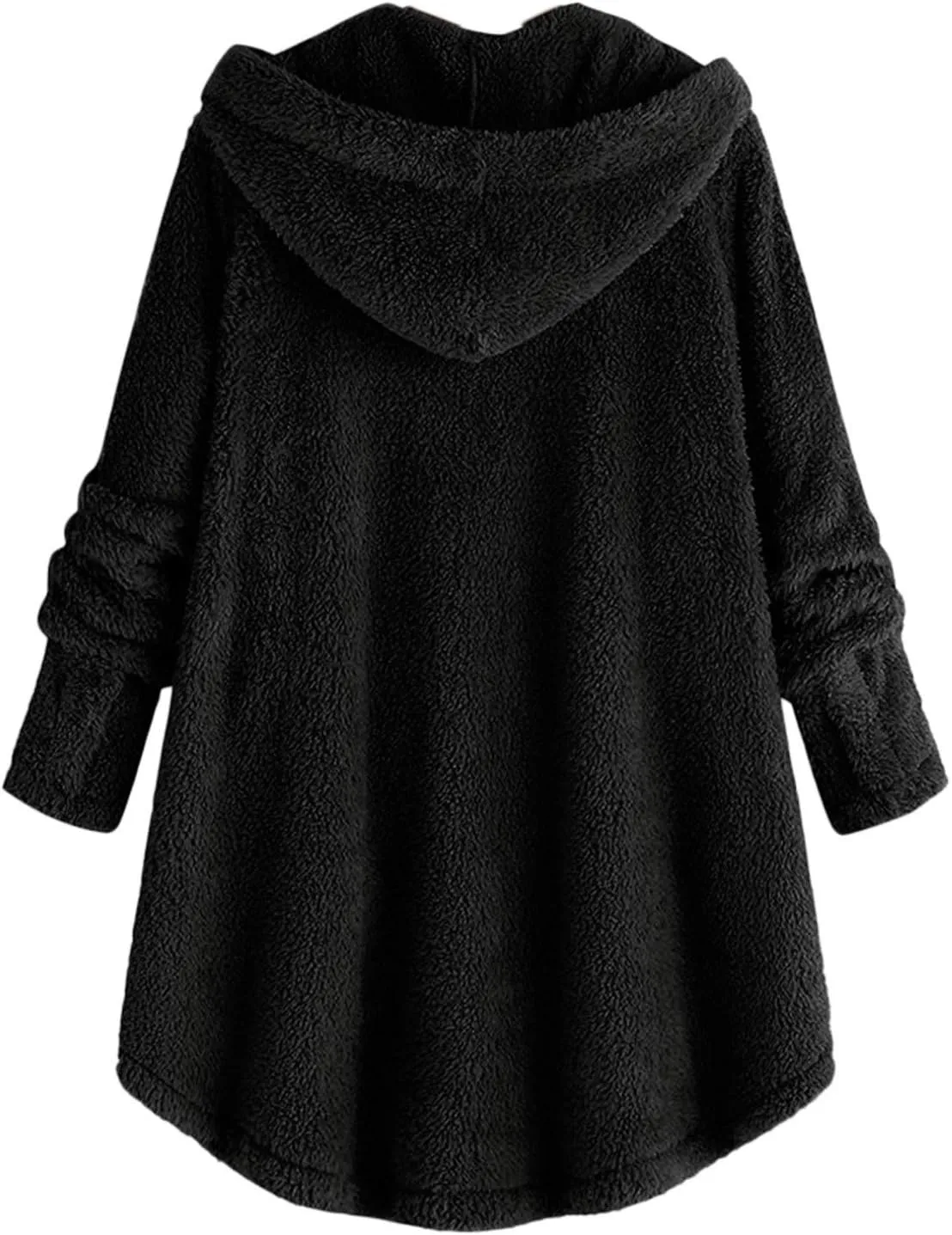 Winter Jackets for Women Fleece Button Jacket with Pockets Oversized Long Sherpa Hoodie Fuzzy Jacket Warm Teddy Coat