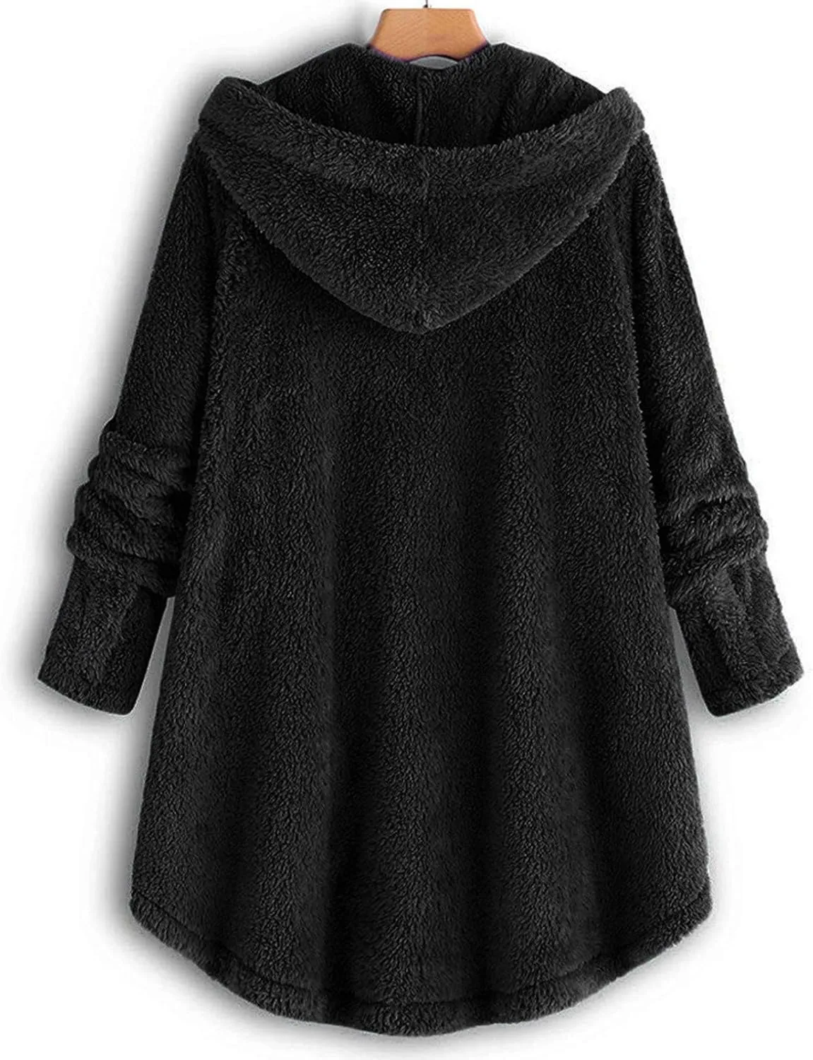 Winter Jackets for Women Fleece Button Jacket with Pockets Oversized Long Sherpa Hoodie Fuzzy Jacket Warm Teddy Coat