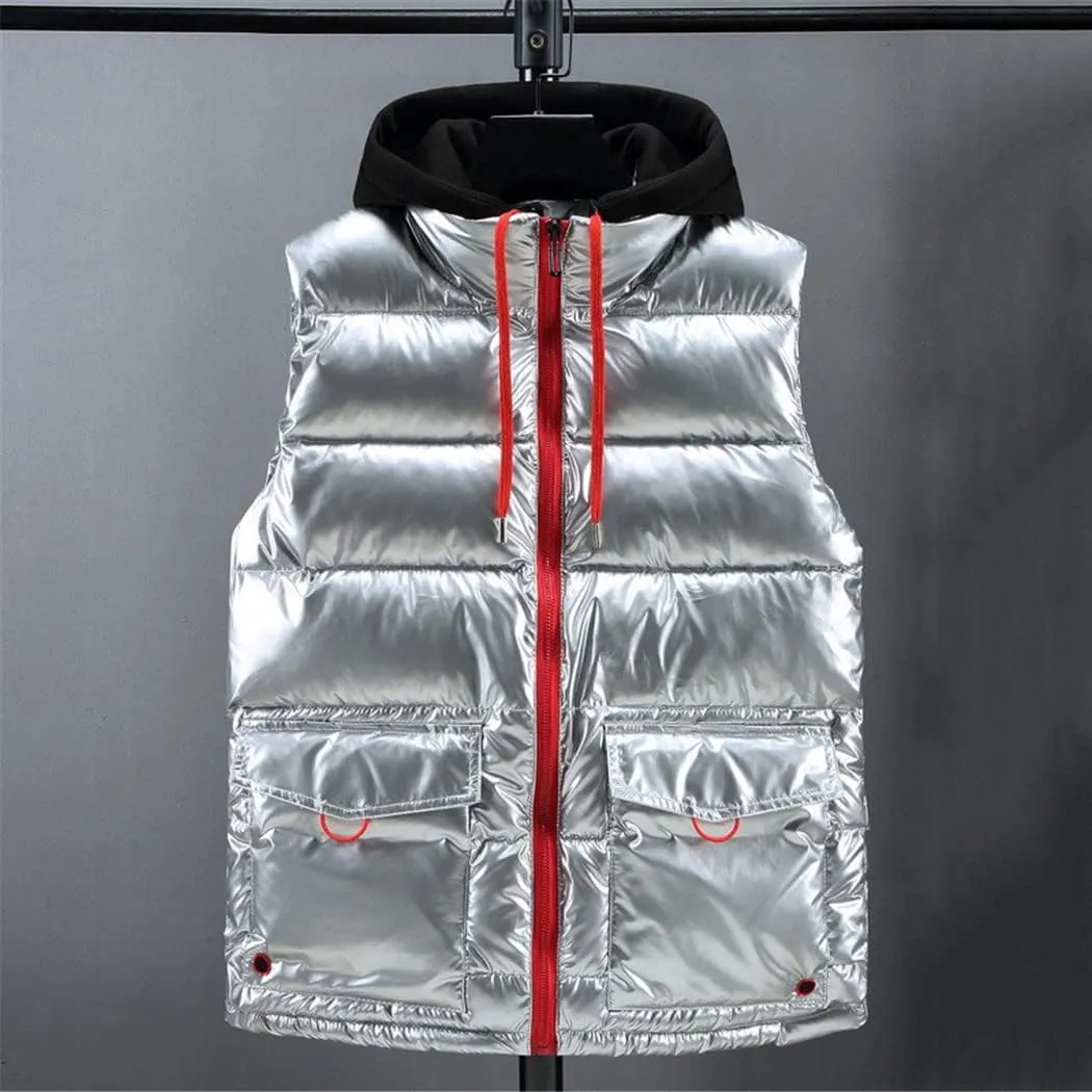 Winter Men Vest Solid Cotton-Padded Warm Sleeveless Jacket Zipper Waistcoat Plus Size